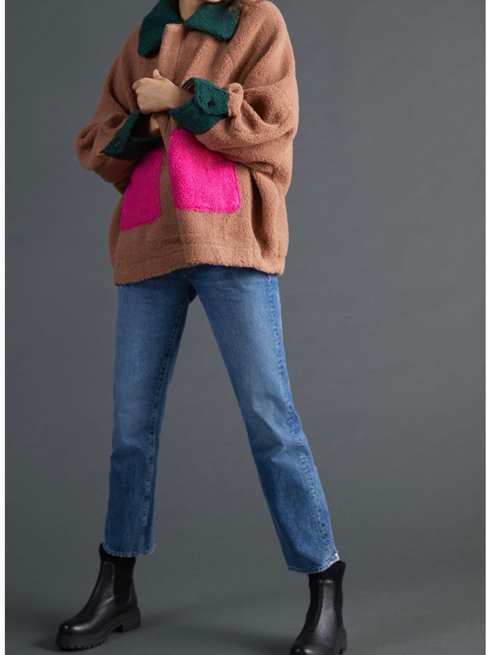 Like New Anthropologie Colorblocked Oversized Jacket- One Size